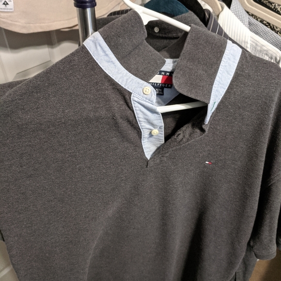 Hilfiger dark charcoal grey heather polo size XL - Picture 2 of 5